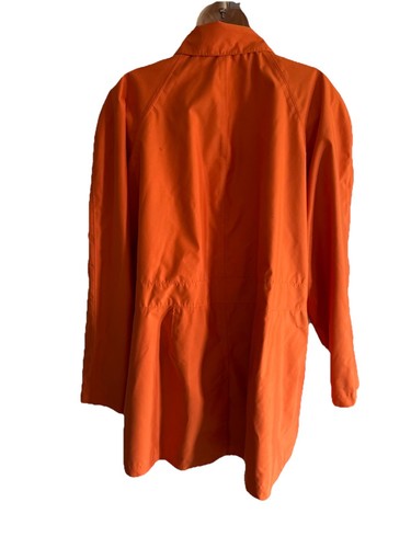 LANDSEND Regen oder Glanz Frühlingsjacke Mantel orange 6 Knöpfe Kragen Pattentaschen 1X - Bild 8 von 11