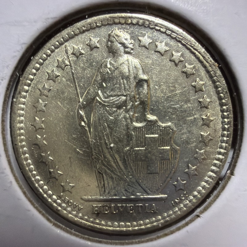 1957 SWITZERLAND 1/2 Francs Coin Genuine HELVETIA Symbolizes SWISS Nation R389
