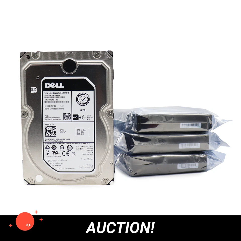 (24TB) 4xDell Seagate 6TB SAS 12GB/s 4Kn ST6000NM0105 R69WP HDD