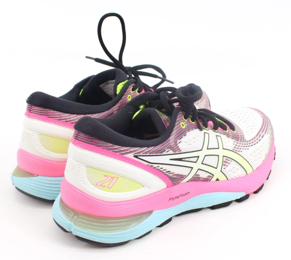 Asics Gel-Nimbus Mujer’s 21 Blanco Rosa Rise Bryte Zapatos para Correr Tenis Talla 7.5 Foto 3 de 4