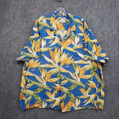 Paradise Found Hawaiian Shirt Mens 3XL Blue Button Front Tropical Summer