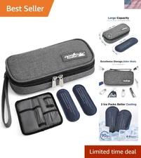 Diabetic Medication Cooler Case with Durable Fabric and Wipeable Liner, Gray