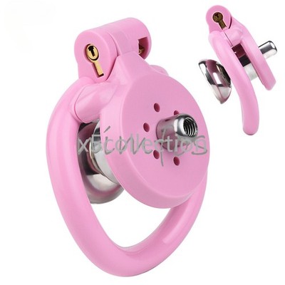 Sissy Flat Chastity Cage Device 4 Size Arc Ring Lock with Metal Tube Plug