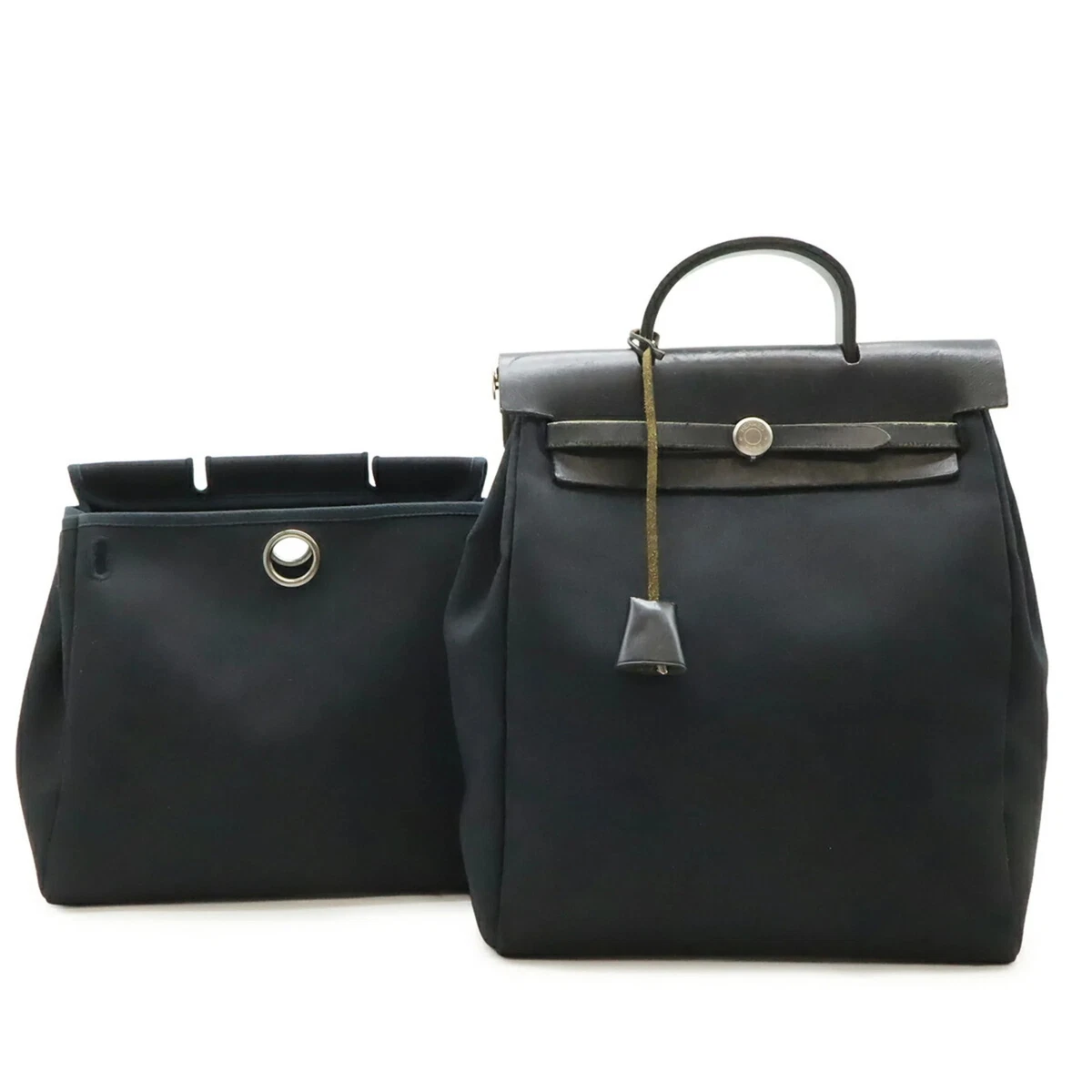 Hermes Herbag a Dos PM Backpack 2-Way Handbag Toile Officier Leather Black Hermès Hermes Herbag PM Toile Officier 2way bag Black Cloth  main image 4