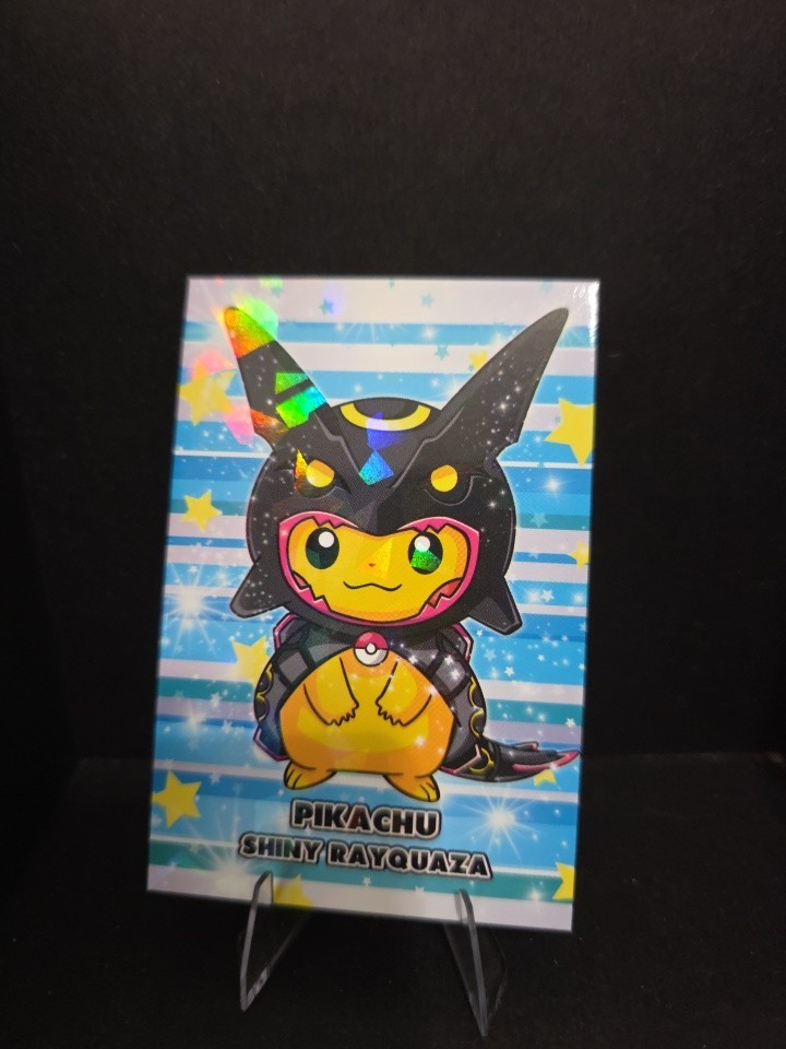 Poncho Pikachu Shiny Rayquaza Heart Holo Pokemon Database Merry Christmas Peru