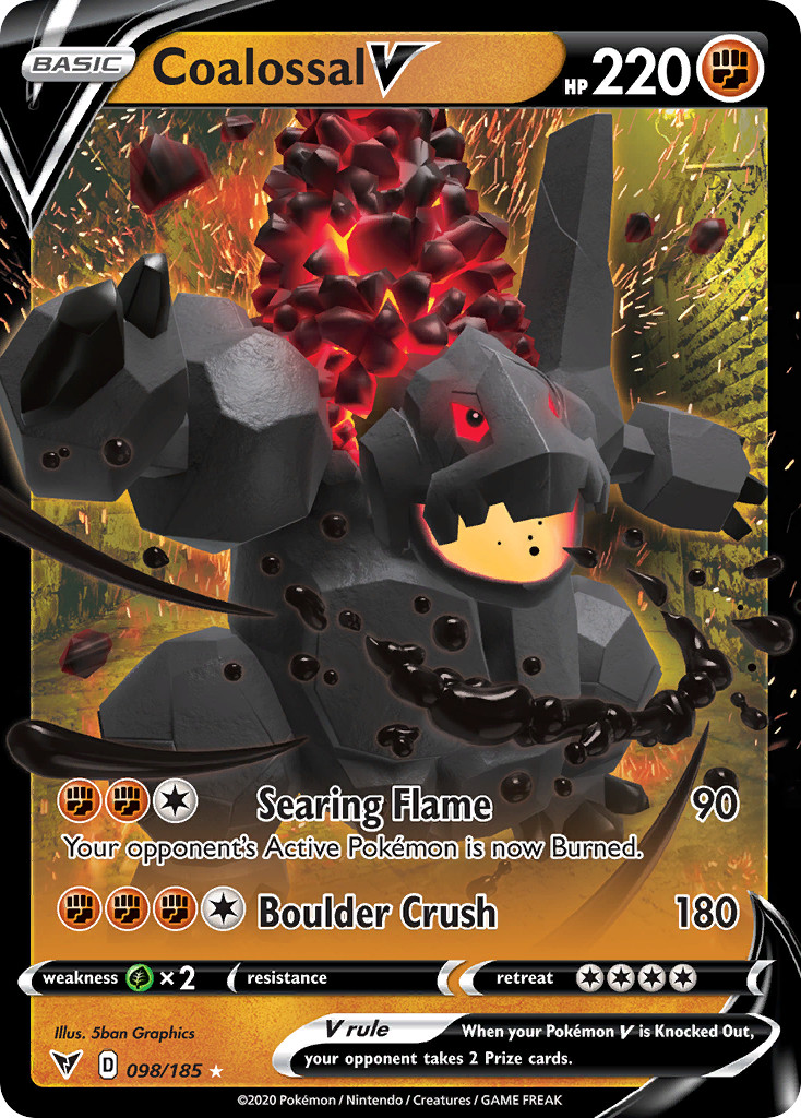 Coalossal V 98/185 Vivid Voltage Rare Holo V Holo Near Mint Pokemon