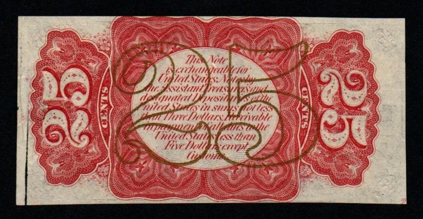 3rd Issue 25c RED Reverse UNC William Fessenden Fractional Currency! - Image 3 of 3