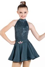 Dance Costume Inter Child Green Weissman 13667 Jazz Sequin 2in1