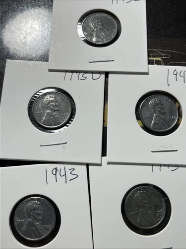 Lot Of 5 1943 And 1943D WW2 steel VF penny Lot.