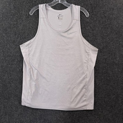 Nike Miler Tank Top Men's XL Gray Dri-Fit Running Lightweight Mesh AT3947-059