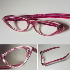 Selecta Vintage Pink Rose Swirl Clear CAT EYE Eyeglasses Frames 43 16 France