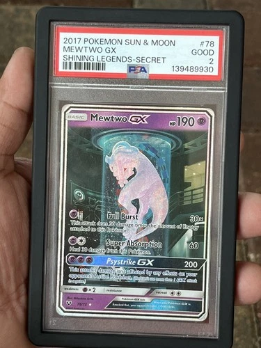 2017 Pokemon Sun & Moon Shining Legends Secret 78 Mewtwo Gx PSA 2 good low pop