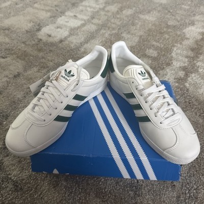 Adidas Gazelle Womens Sz 6 Leather Shoes Cloud White/Dark Green ID6114 NEW