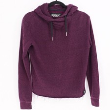 Superdry Orange Label Luxe Women's Size XS Purple Hoodie Raw Hem Casual
