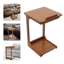 40cm Walnut-Colored C-Shaped End Table C Table With Wheels Modern Couch Table