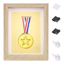 8x6" Shadow Box Frame with Push Pins 1 Adhesive, White