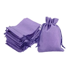 25Pcs Drawstring Burlap Gift Bags 4" x 6" Linen Sack Jewelry Pouches Purple