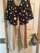 Vintage Petite Perceptions 6Petite Pantsuit , Polka dot and beige