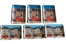 Six Michel Delacroix  Melamine Tip Summer Evening Trays 6 x 4” Italy 70’s