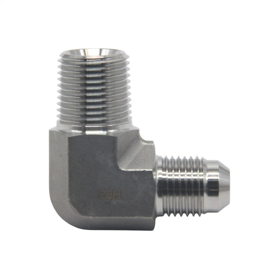 3/8" Male NPT to 3/8" Male JIC Elbow 90° Flare Pipe Fitting 304 Stainless Steel - Image 4 of 4