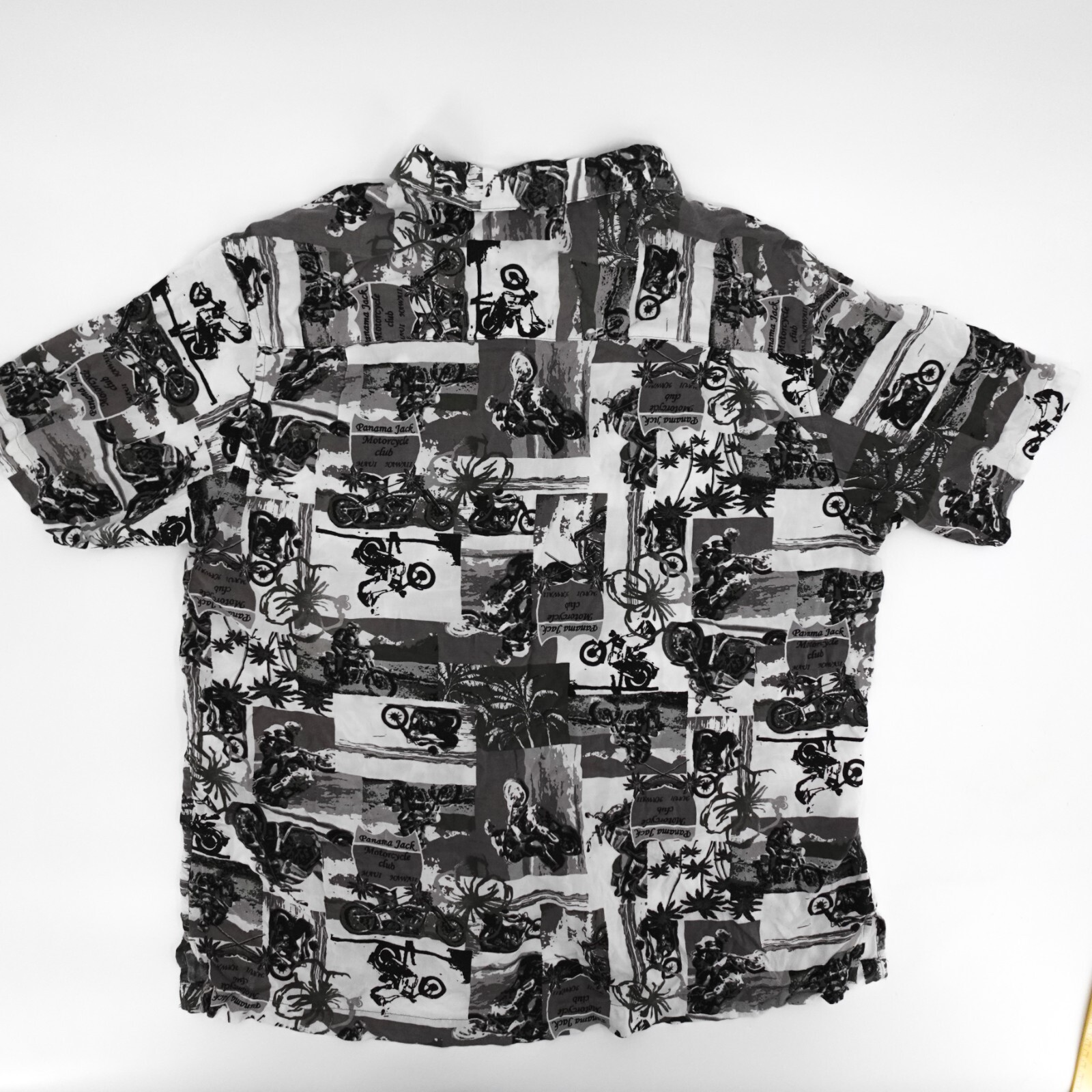 Panama Jack Shirt Mens Extra large Button up Black White Hawaiian Dirt Bike