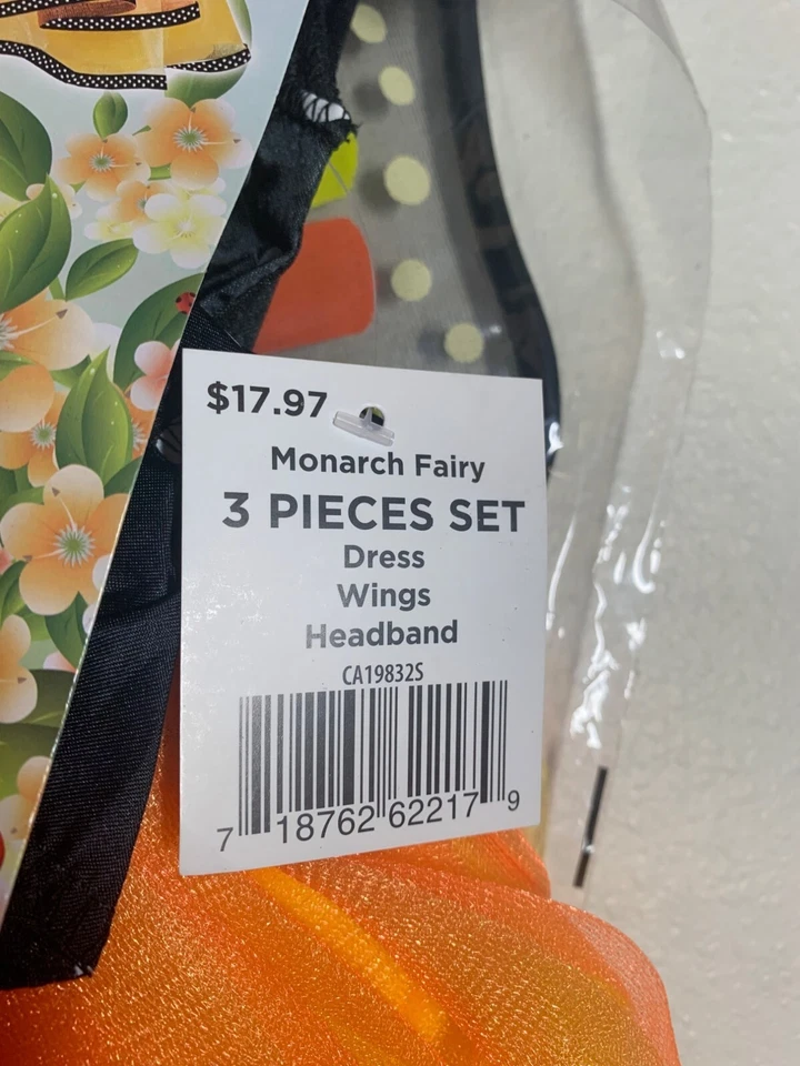 Nuevo con etiquetas Disfraz de Hada Monarca Vestido Alas Diadema Naranja Niñas Talla 2T Niño pequeño Foto 4 de 4