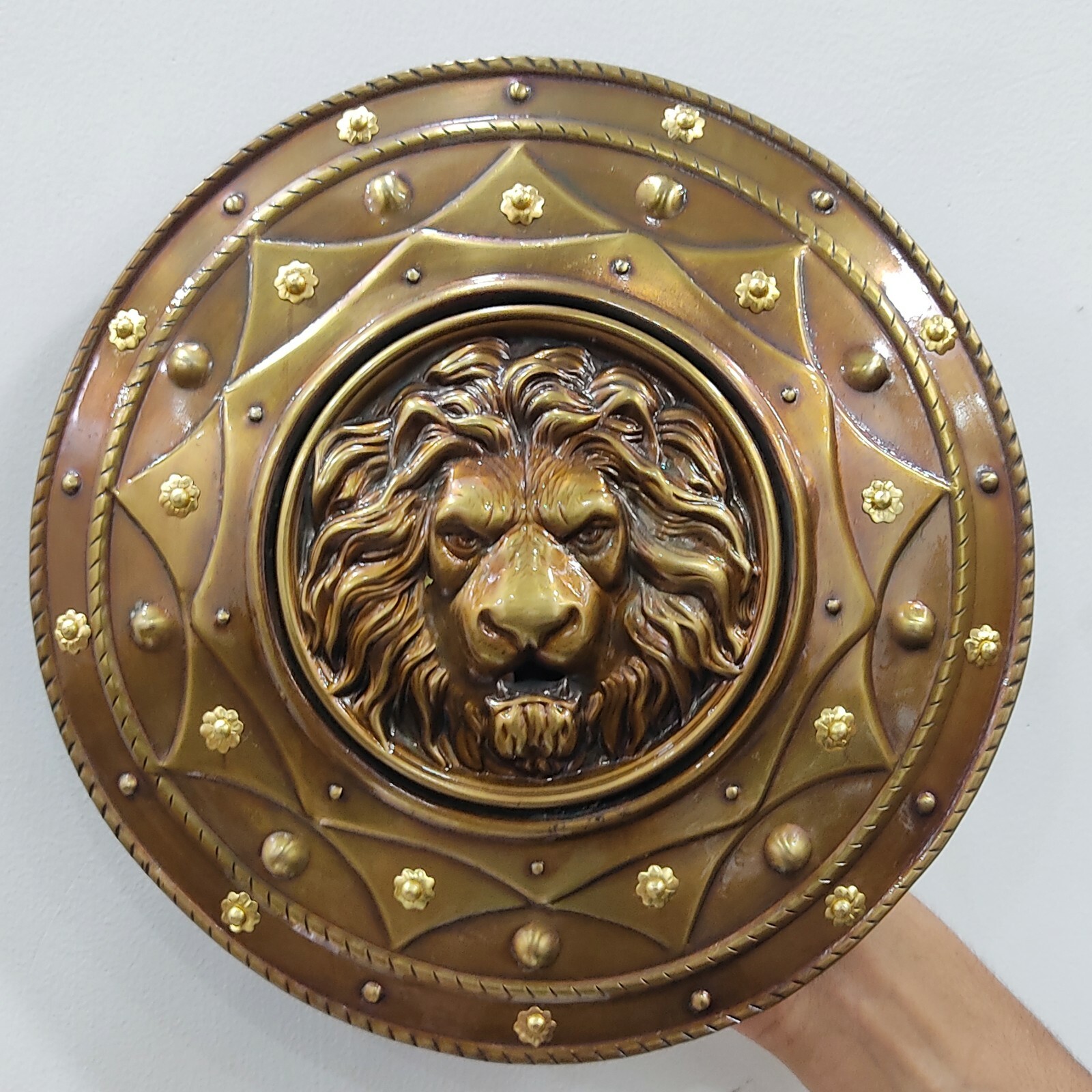  Lion Face Round 12 inch Iron Shield for Kids-Medieval Warrior Viking Shield 