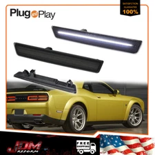 For 2015-2023 Dodge Challenger Smoke Lens White LED Rear Side Marker Lights 2PCS