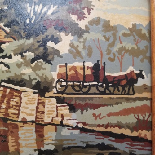 Vintage Mid Century 60s 2 Paint by Number Landscape River Framed Set 16.5"x12.5" - Picture 14 of 16