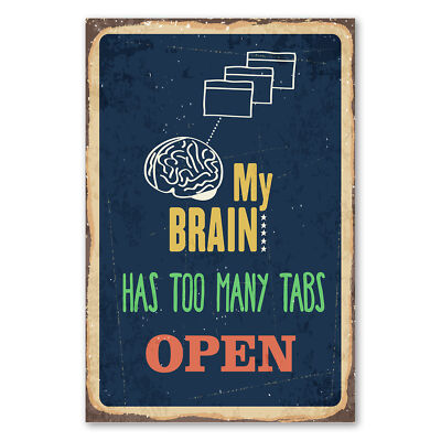 Postereck 0853 Poster Leinwand Vintage Plakat, My Brain Computer Schild Spruch