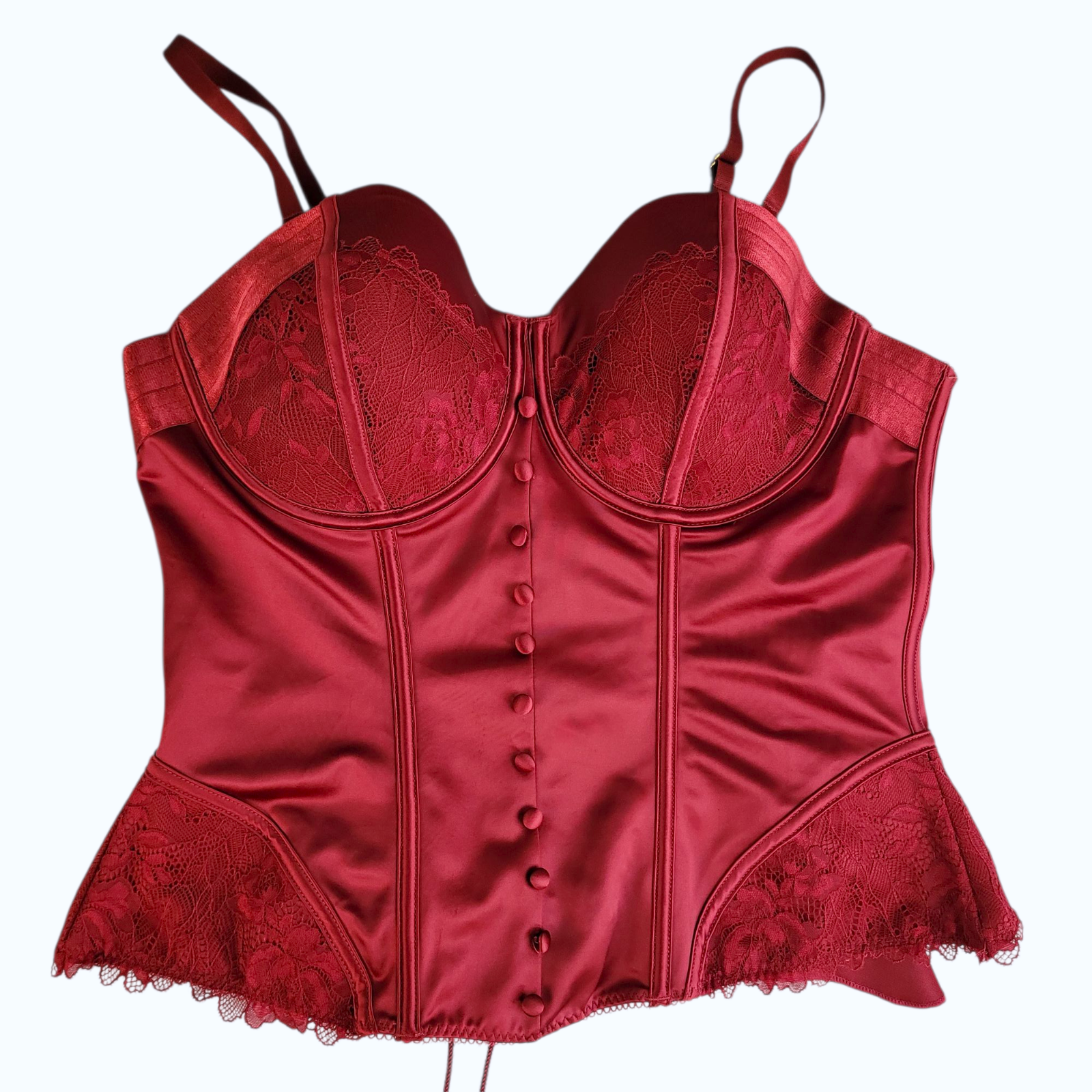 Torrid Red Satin Lace Corset Bustier Sexy Lingerie Size 0 L/12 NWT-image