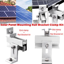 Solar Panel Roof Mounting Brackets Rail PV Aluminum End/Middle Clamp Fixing Kit