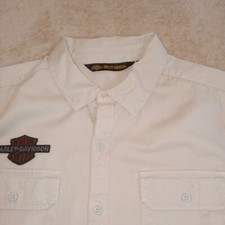 Harley Davidson Men's Garage Mechanic Shirt Sewn Letters Large Beige