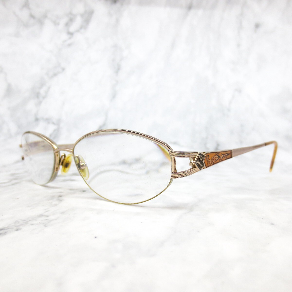 Marchon Tres Jolie Eyeglasses Frame 136 Women Sand Metal Half Rim