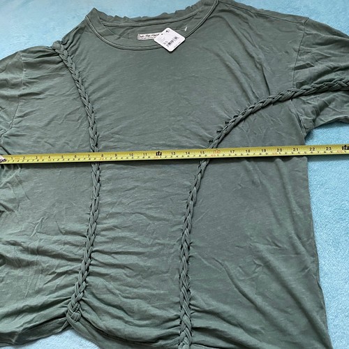 T-shirt Free People Moonlit Midi taglia XS esercito intrecciata manica corta casual - Foto 10 di 12
