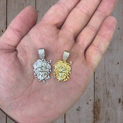 Small Moissanite Medusa Head Pendant - 925 Sterling Silver or 14k Gold Vermeil