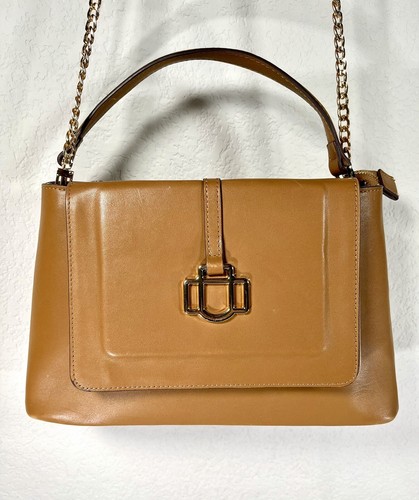 Antonio Melani Leather Satchel Top Handle Crossbody Cognac Saddle Brown - Picture 8 of 18