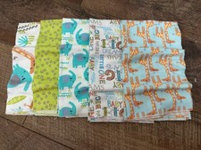 Flannel Fat Quarter Bundle 5 18”x21” Pieces Giraffe Elephant Baby Snuggles