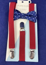 Dillards Class Club Suspender Bow Tie Set for Toddler Kids Red Blue Stars $26