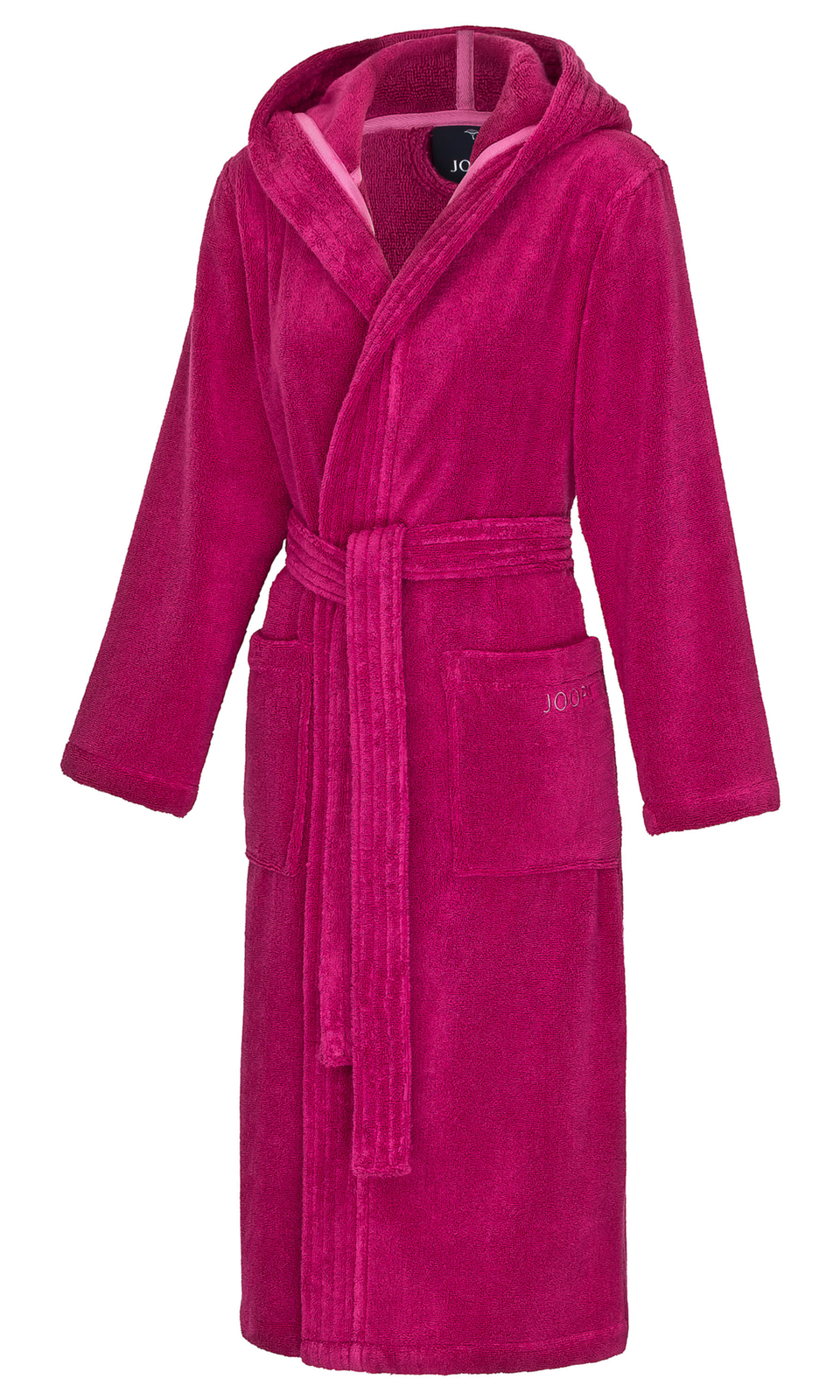 Flauschiger Bademantel Damen Aus Velours-Frottier - Langer Morgenmantel Mit Kapuze Und Reißverschlusstasche