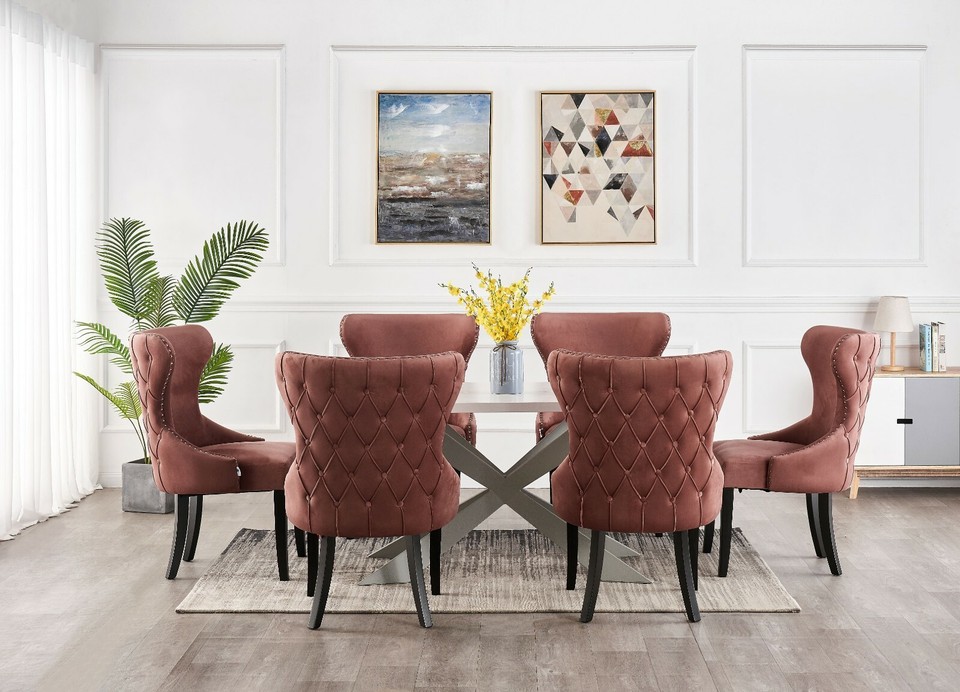 Luxury Dining Table Set Velvet Chairs Dining Table Set 4 and 6 Seater ...