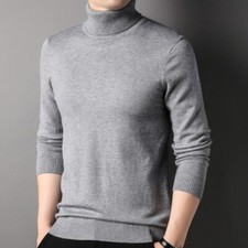 Herren Hoher Kragen Strick Pullover Kunst Kaschmir Pulli Büro Weich Bequem Chic