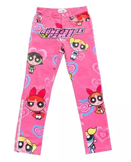 AONE4SURE The Powerpuff Girls Size LARGE Waist 32 Cartoon Pink Pants Unisex Rare