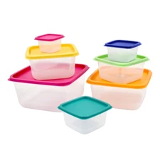 Plastic Food Storage Containers With Multi Color Lids Stackable Boxes 14 Piece