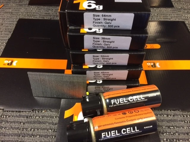 2500 x Mixed 2nd Fix Straight Brad Galv Nails & Gas For Paslode IM65/IM250-