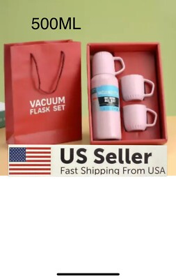 Thermo Coffee Travel Mug Stainless Steel Vacum Flask Double Layer Gift Set W/ABS