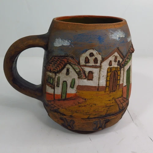 Rare Vintage Colombian Quinchymali Graduated Studio Pottery Coffee Mug