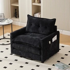 36" Wide Oversized Swivel Accent Armchair Single Sofa for Living Room Black