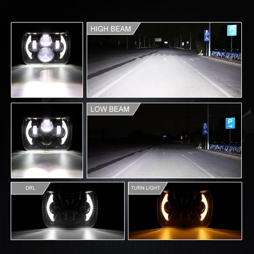Pair 5x7" 7x6" LED Headlights Hi-Lo Beam DRL for Dodge D150 D250 D350 Ram 50 - Picture 7 of 12