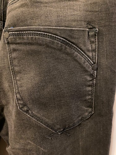 ZARA Women Zip Front Rolled Hem Baggy Jeans Size 6 Charcoal Grey/Blue Contrast - Picture 5 of 12